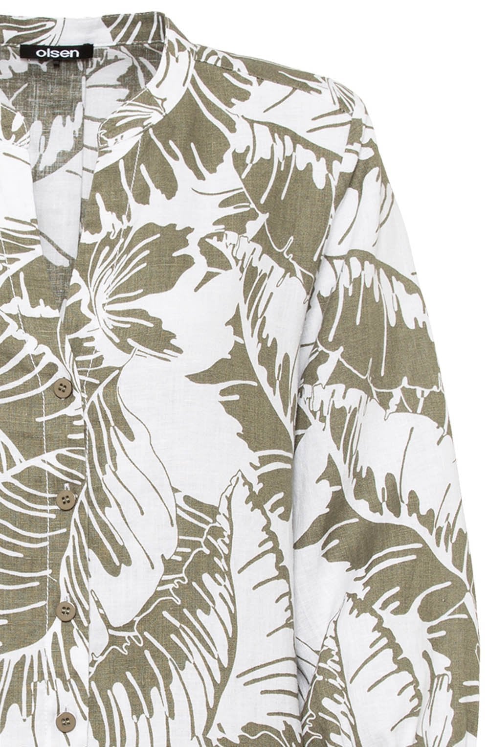 Khaki Leaf Straight Cut Shirt Dress