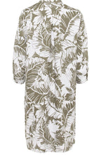 Khaki Leaf Straight Cut Shirt Dress