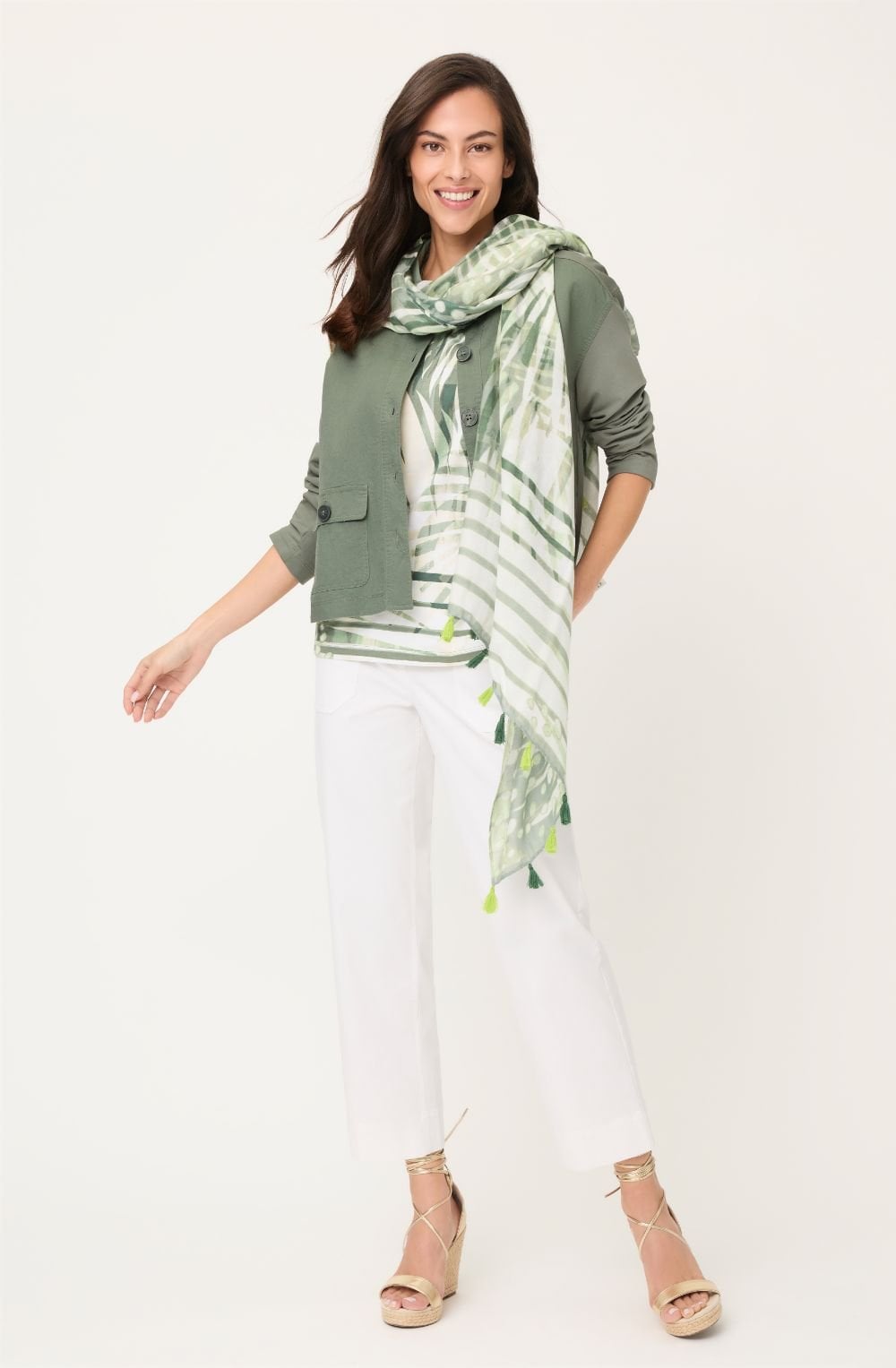 Khaki Linen and Cotton Blend Jacket