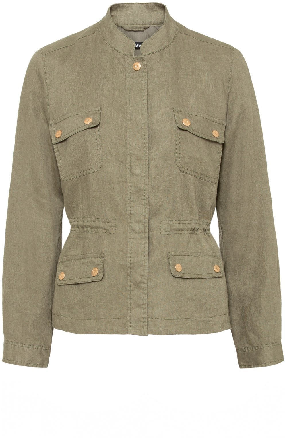 Khaki Linen Drawstring Jacket