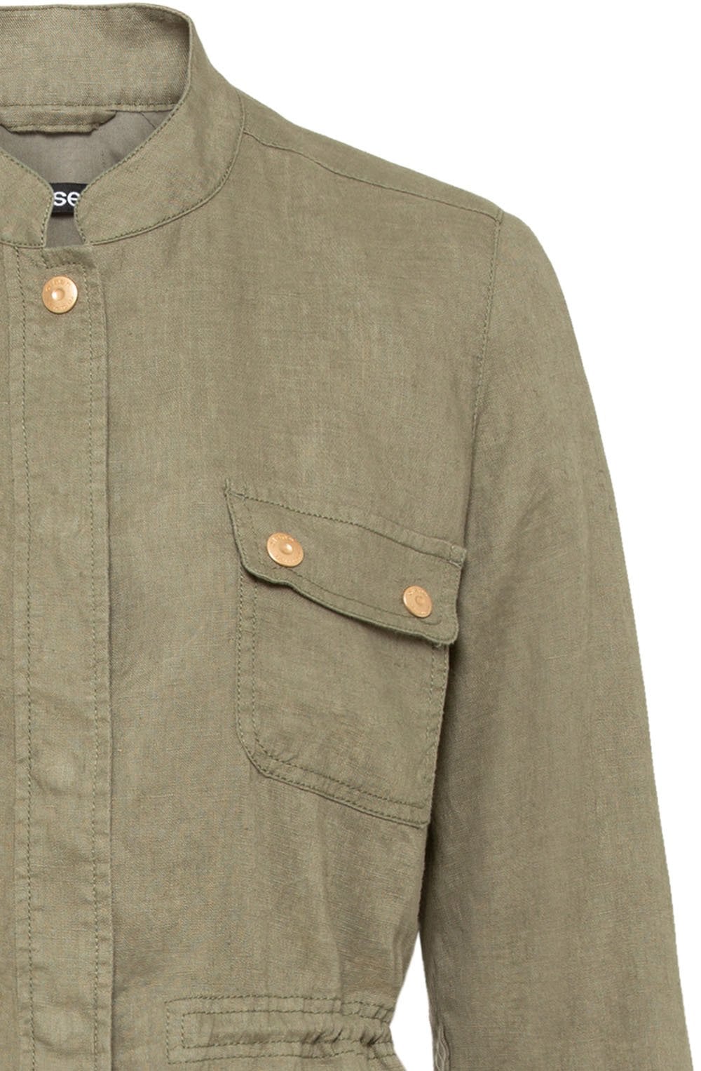 Khaki Linen Drawstring Jacket