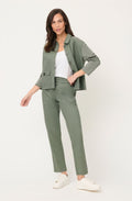 Khaki Linen Mix Lisa 7/8th length Trousers