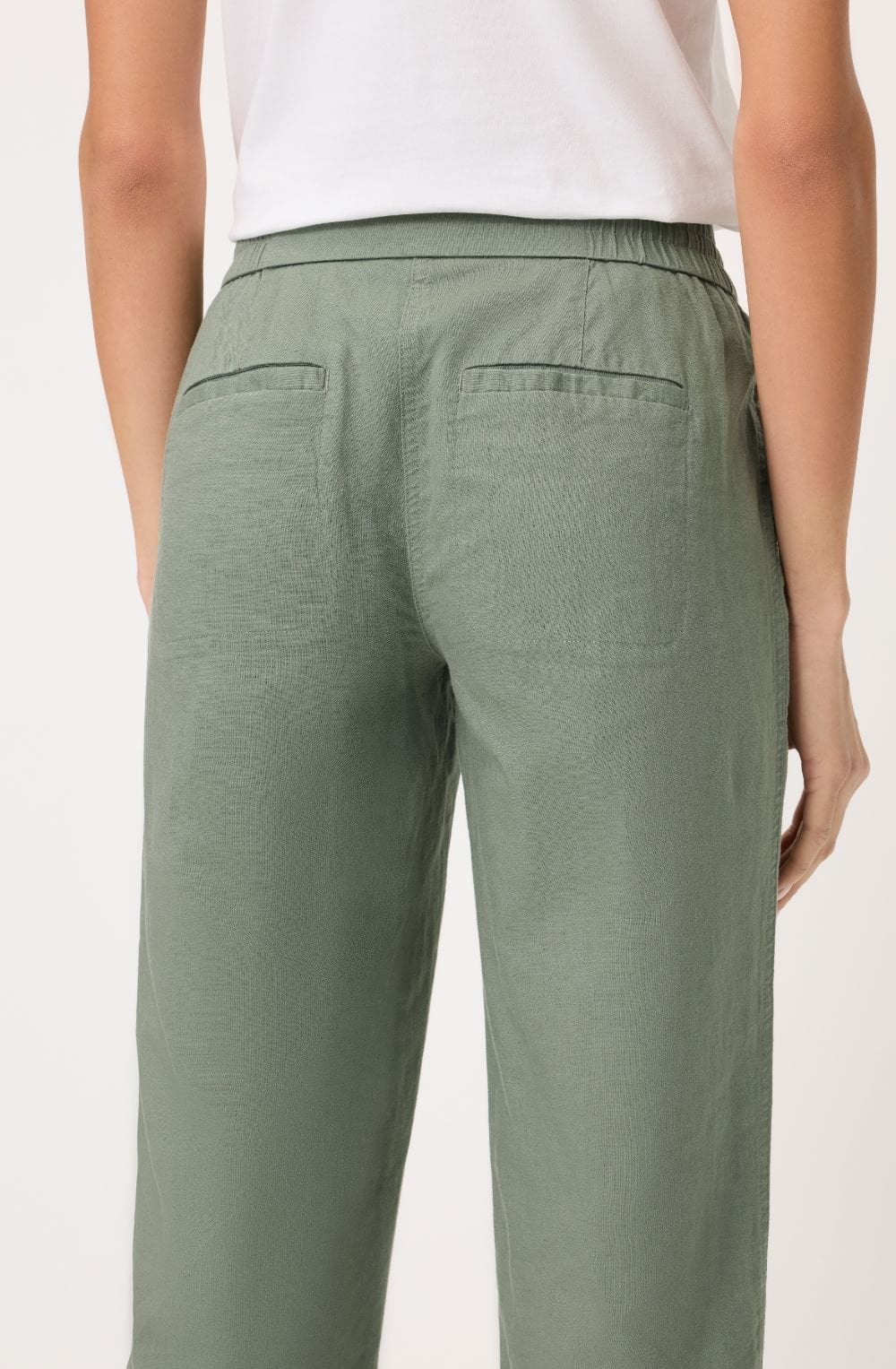 Khaki Linen Mix Lisa 7/8th length Trousers