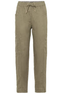 Khaki Linen Straight Leg Trousers