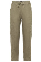 Khaki Linen Straight Leg Trousers