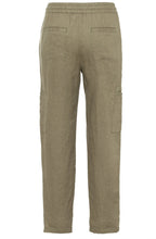 Khaki Linen Straight Leg Trousers