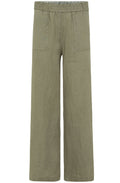 Khaki Linen Wide Leg Anna Trousers