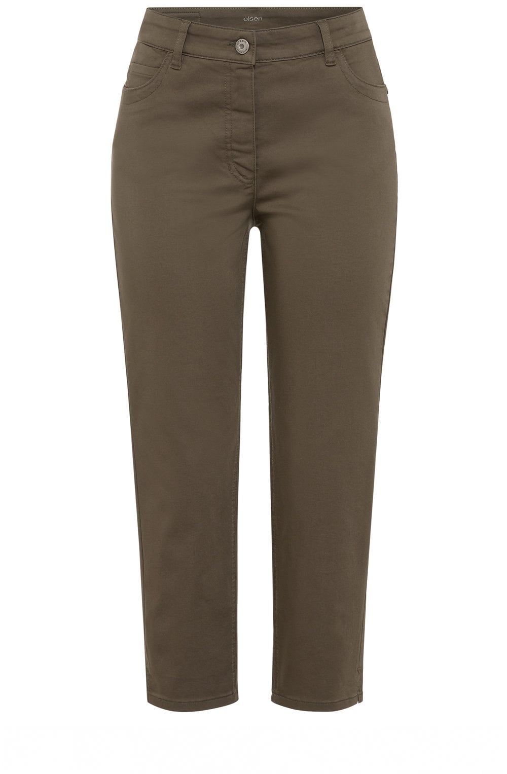 Khaki Mona Slim Leg Cropped Jeans
