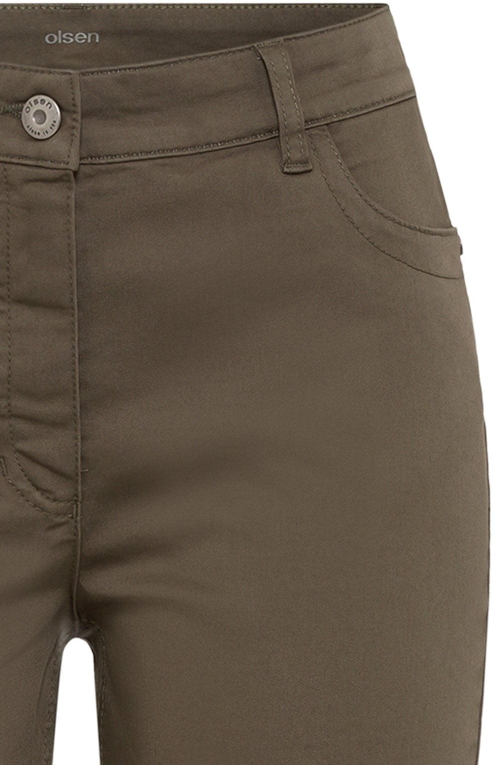 Khaki Mona Slim Leg Cropped Jeans