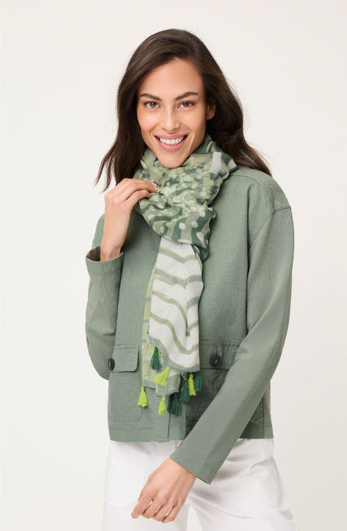 Khaki Neo Safari Tasselled scarf