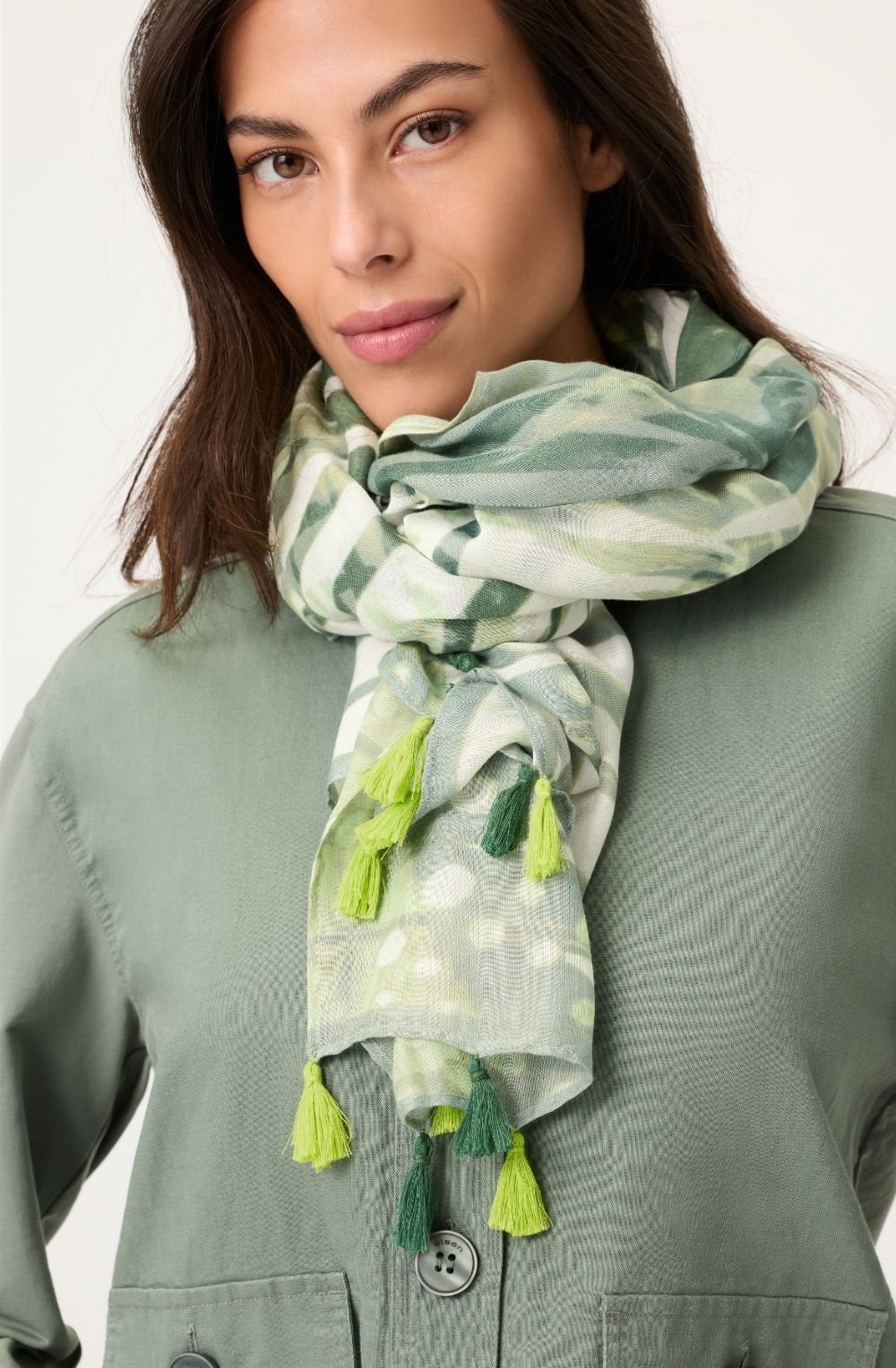 Khaki Neo Safari Tasselled scarf