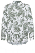 Khaki Palm Leaf Long Line Shirt