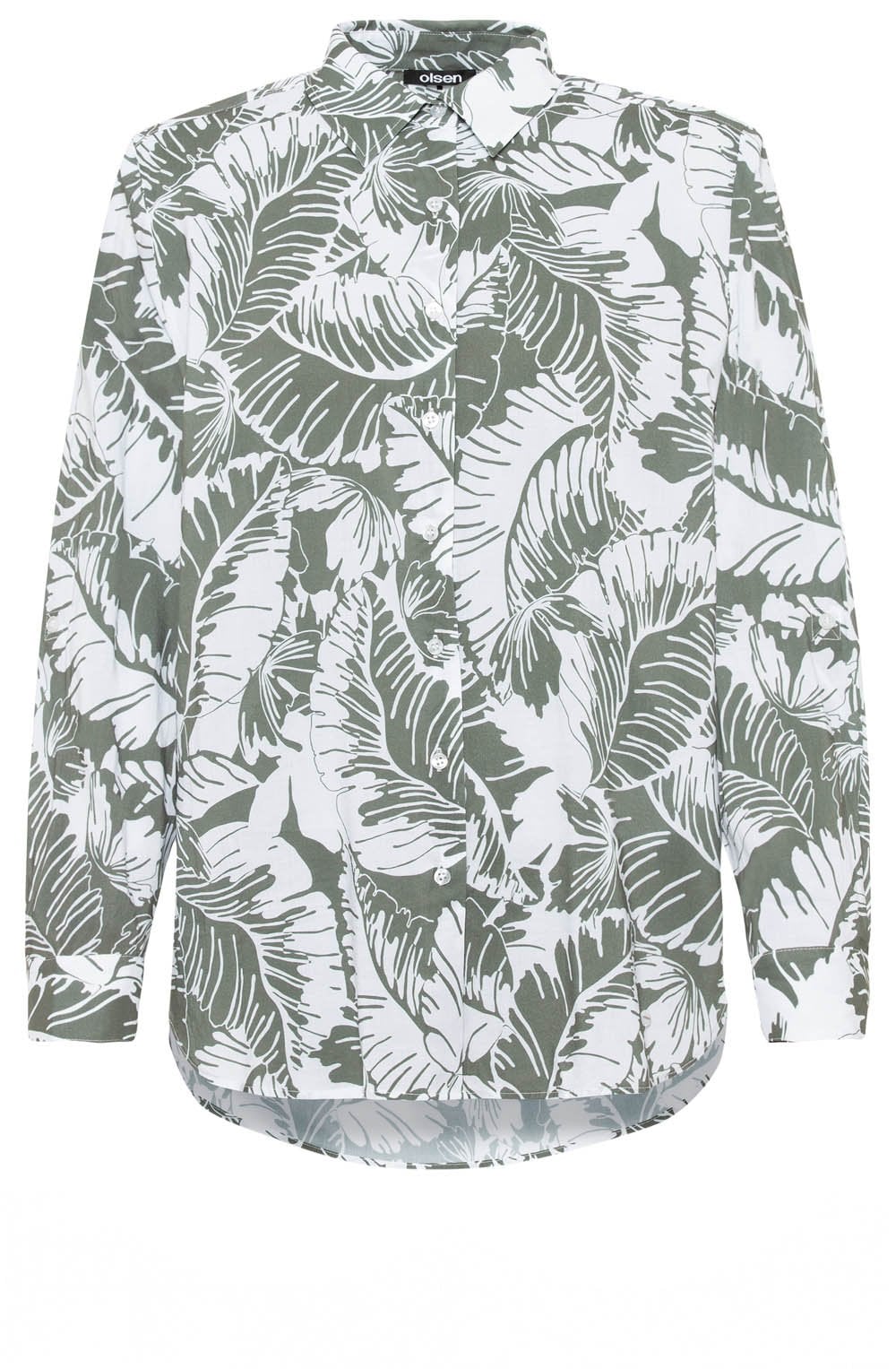 Khaki Palm Leaf Long Line Shirt