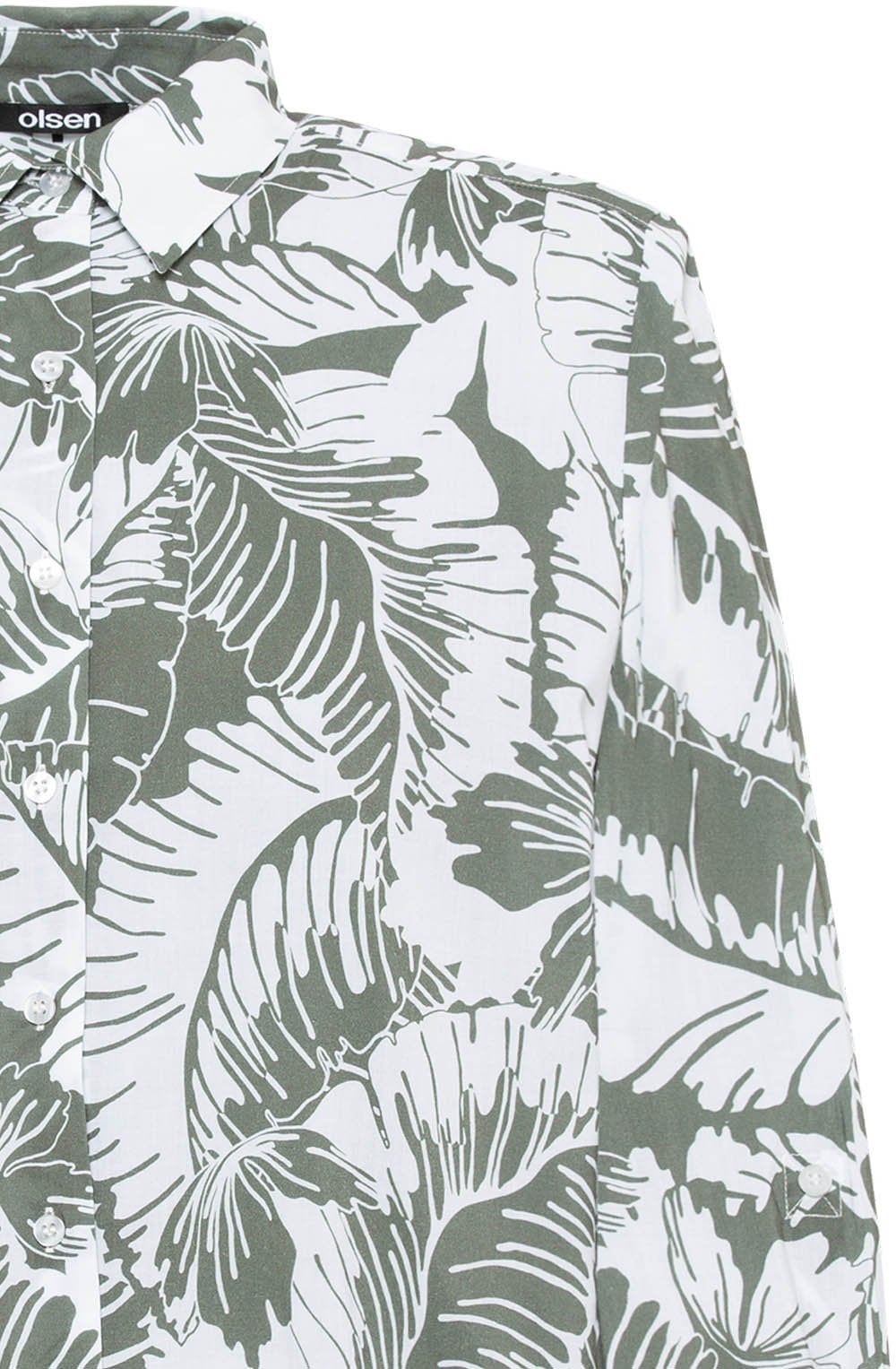 Khaki Palm Leaf Long Line Shirt