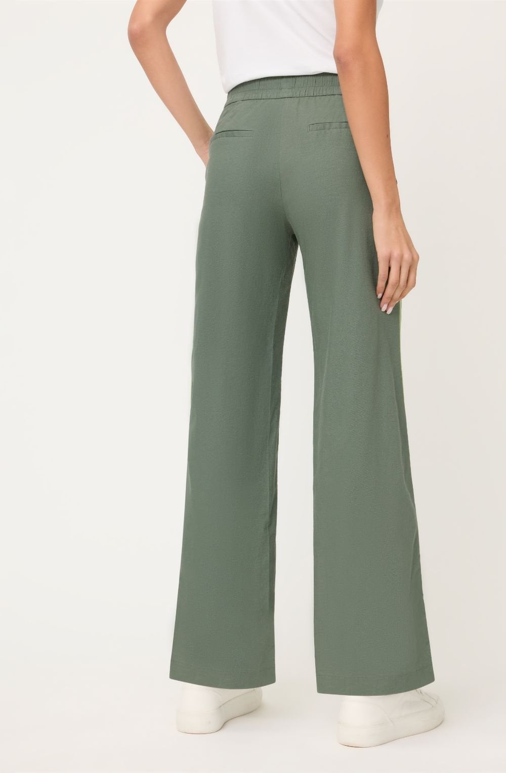 Khaki Statement Stripe Linen Mix Anna Trousers