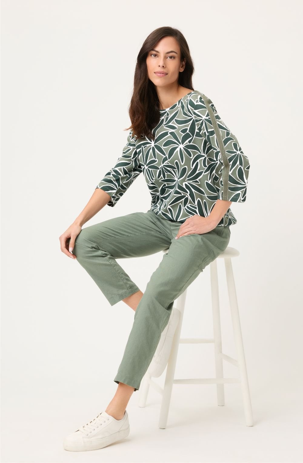Khaki Weighted Jersey Relaxed Clara Top
