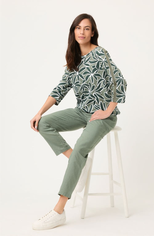 Khaki Weighted Jersey Relaxed Clara Top