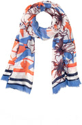 Lapis Blue and Apricot Floral Scarf