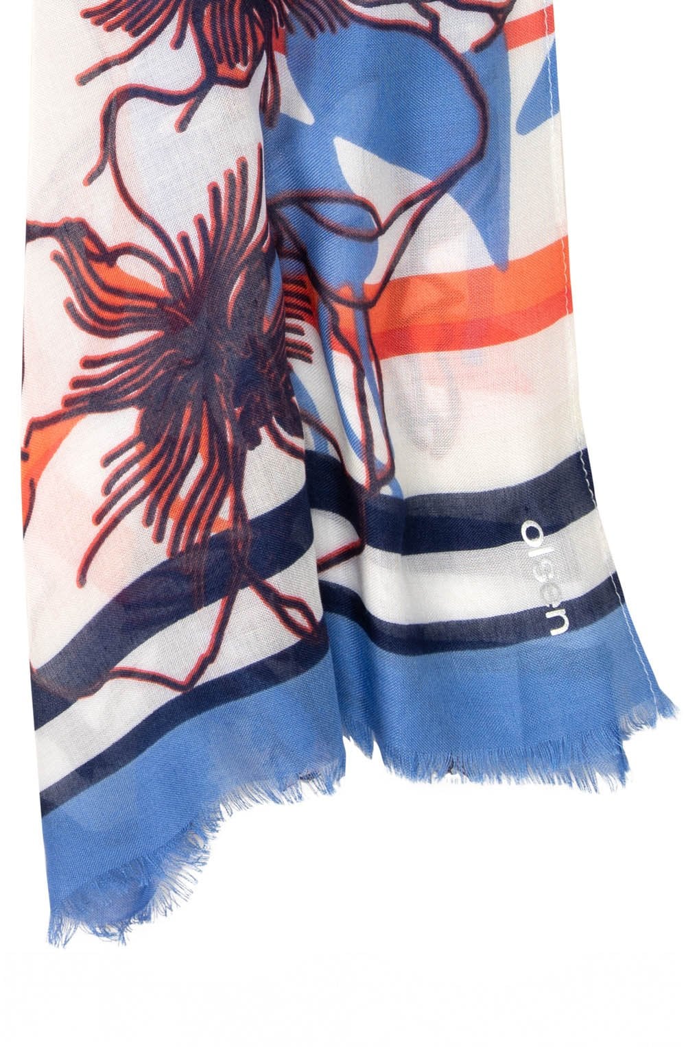 Lapis Blue and Apricot Floral Scarf