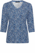 Lapis Blue V Neck Edda Top