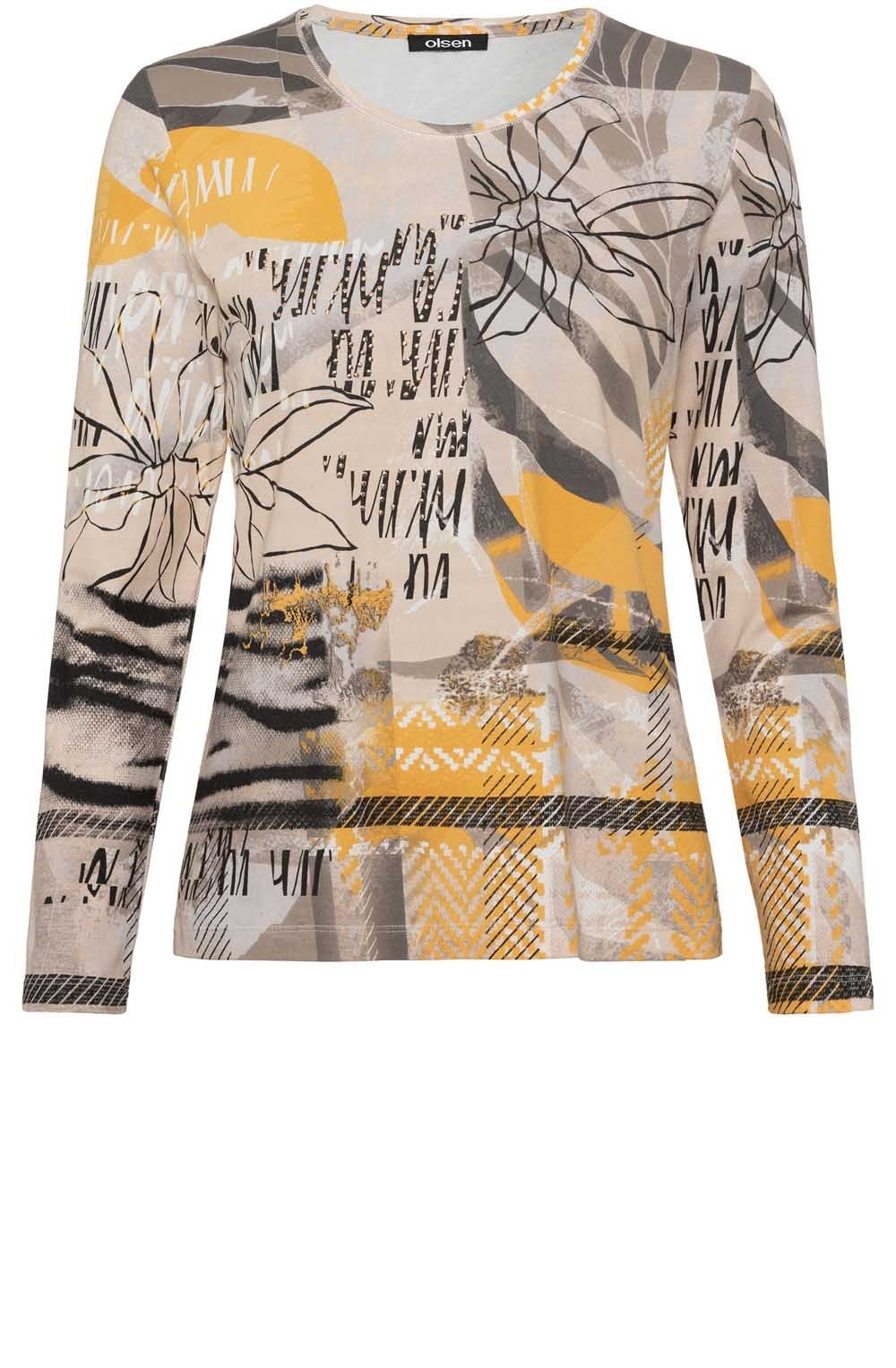 Latte and Amber All Over Abstract Print Edda Top