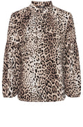 Latte Animal Print High Neck Blouse
