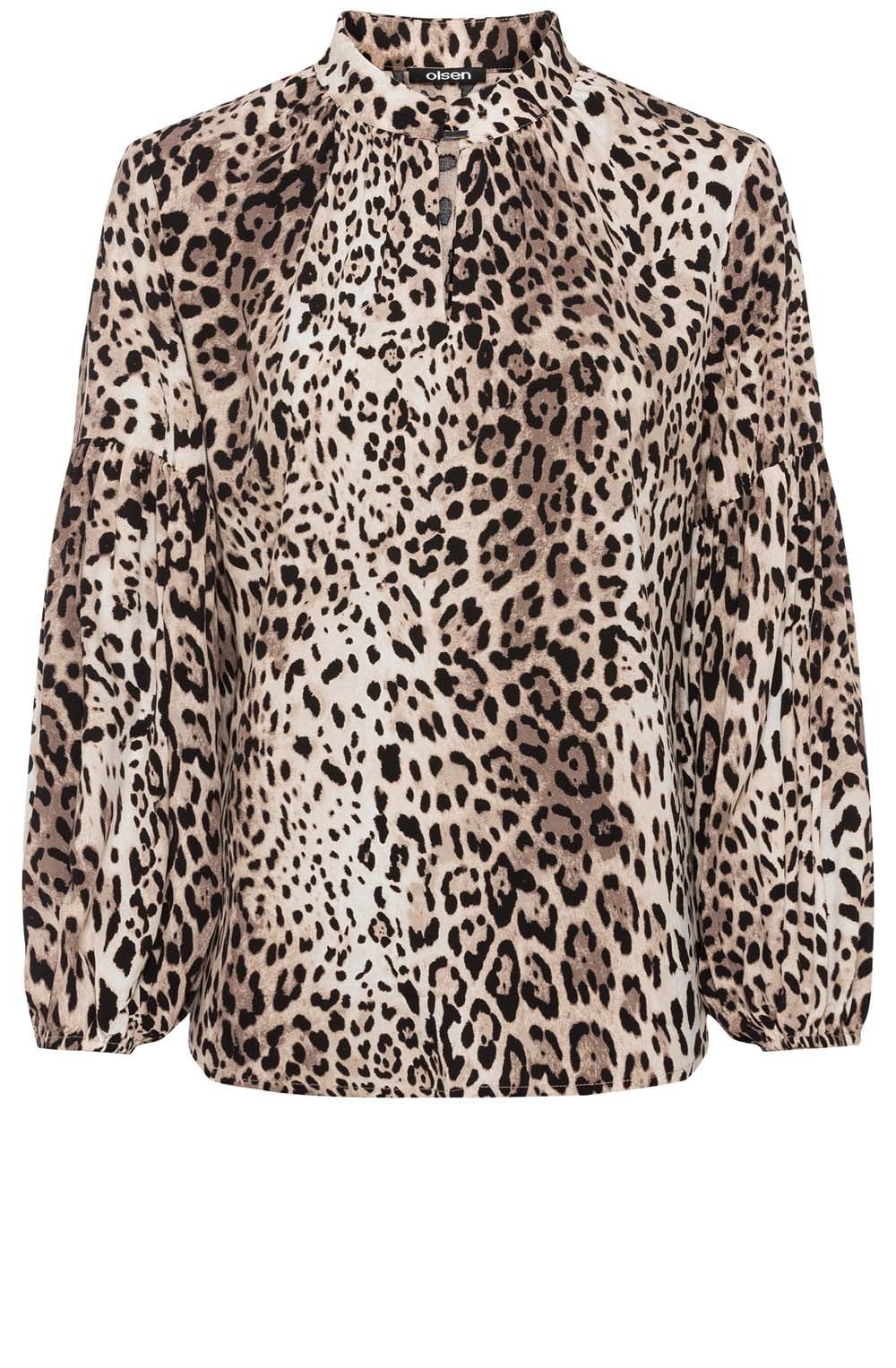Latte Animal Print High Neck Blouse