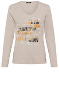 Latte Melange Gold and Stud Detail Edda Top