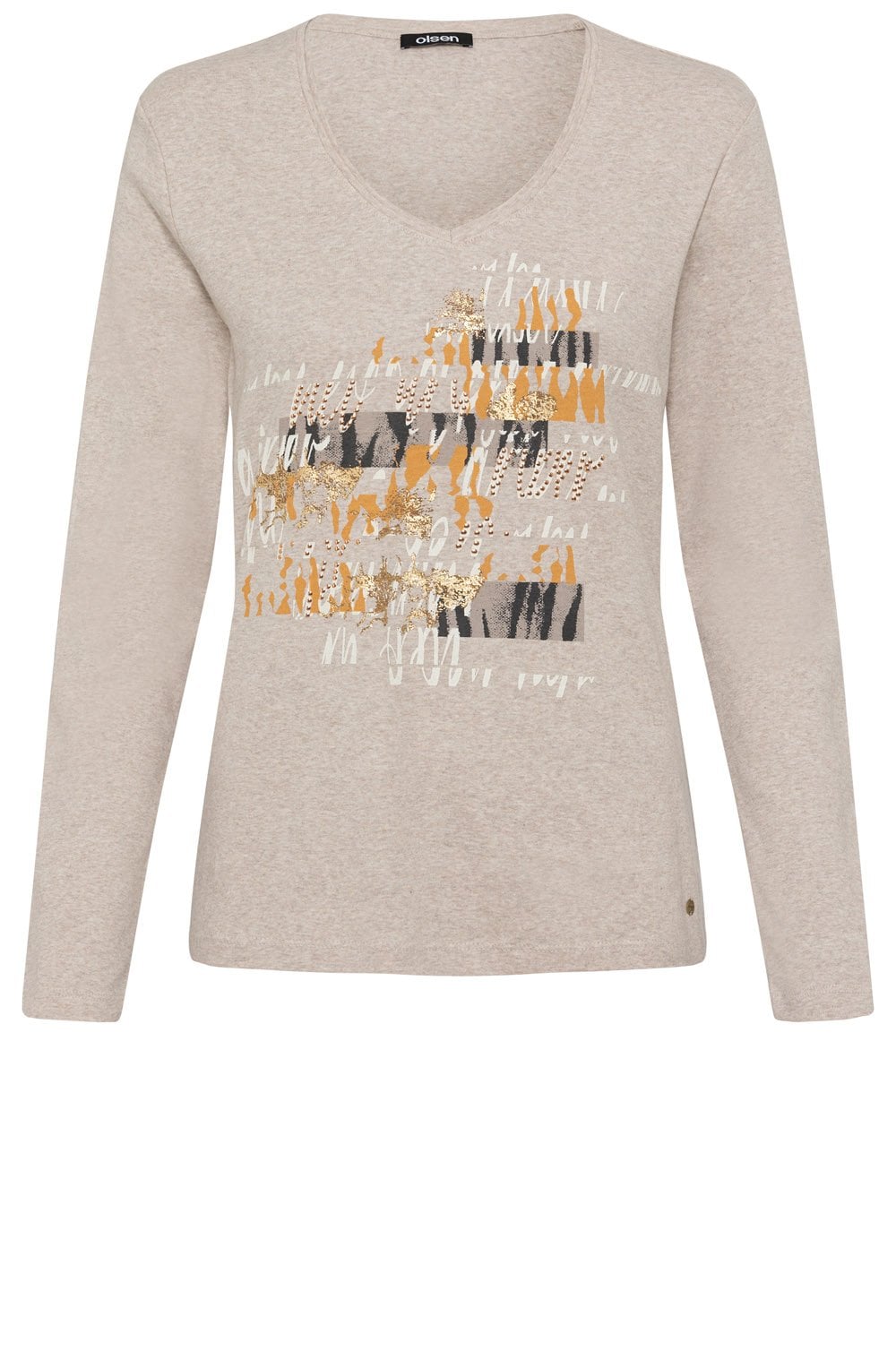 Latte Melange Gold and Stud Detail Edda Top