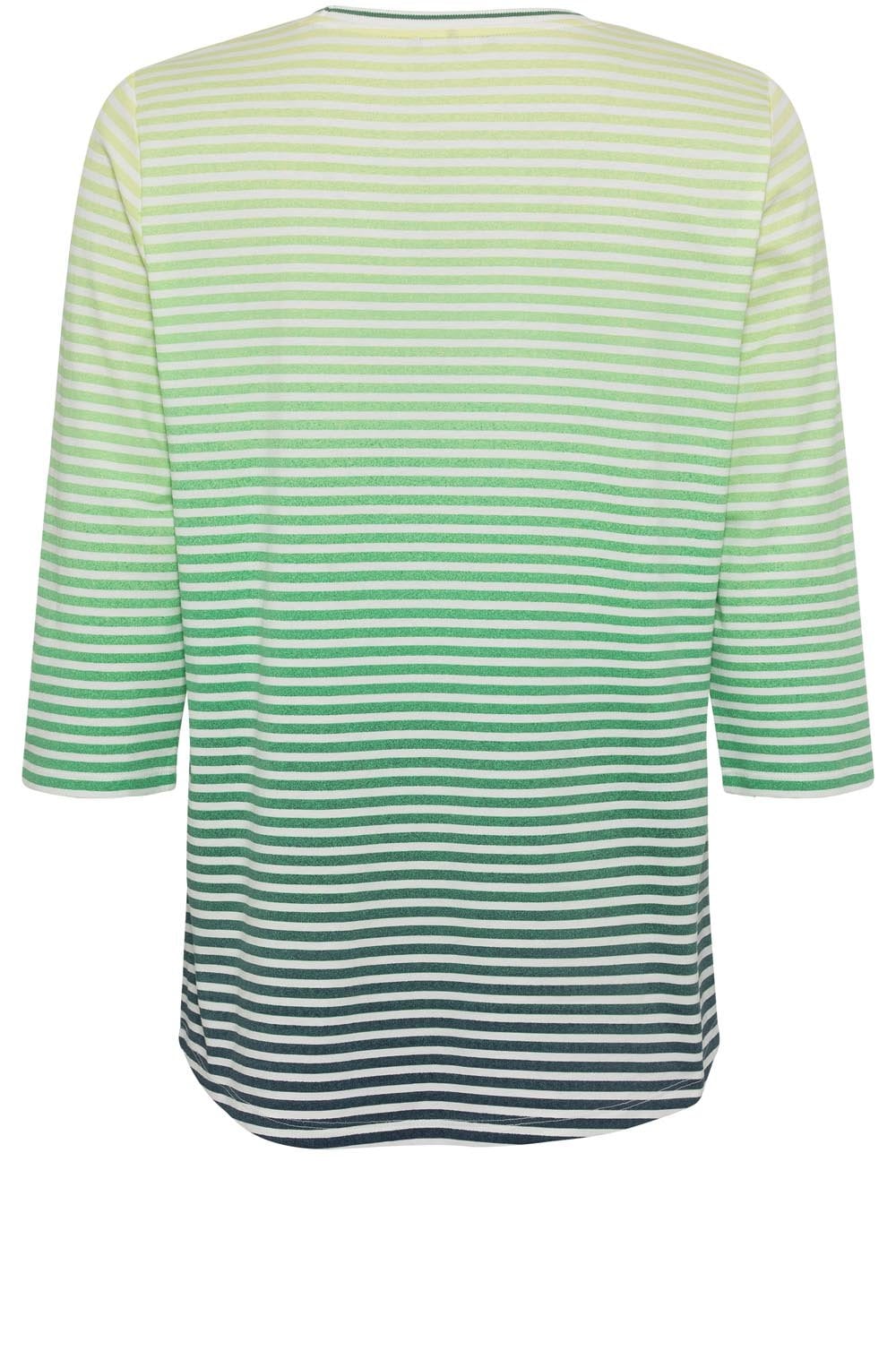 Laurel Green Floral and Stripes Design Top