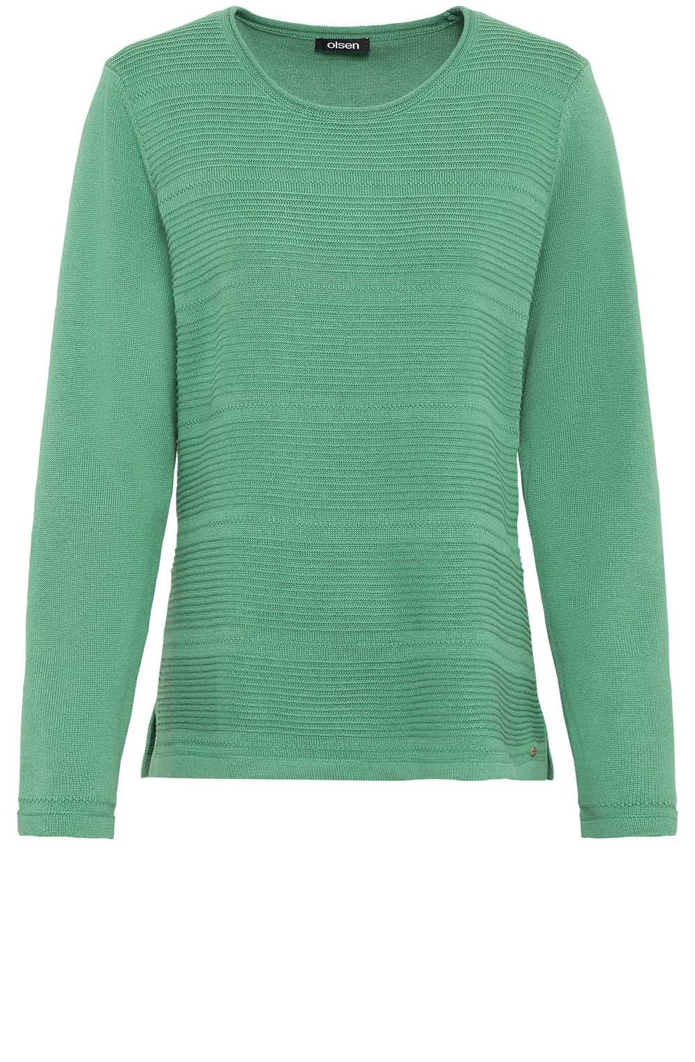 Laurel Green Horizontal Ribbed Jumper