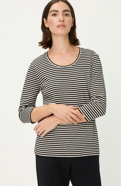 Light Biscuit and Black Striped Hannah Top