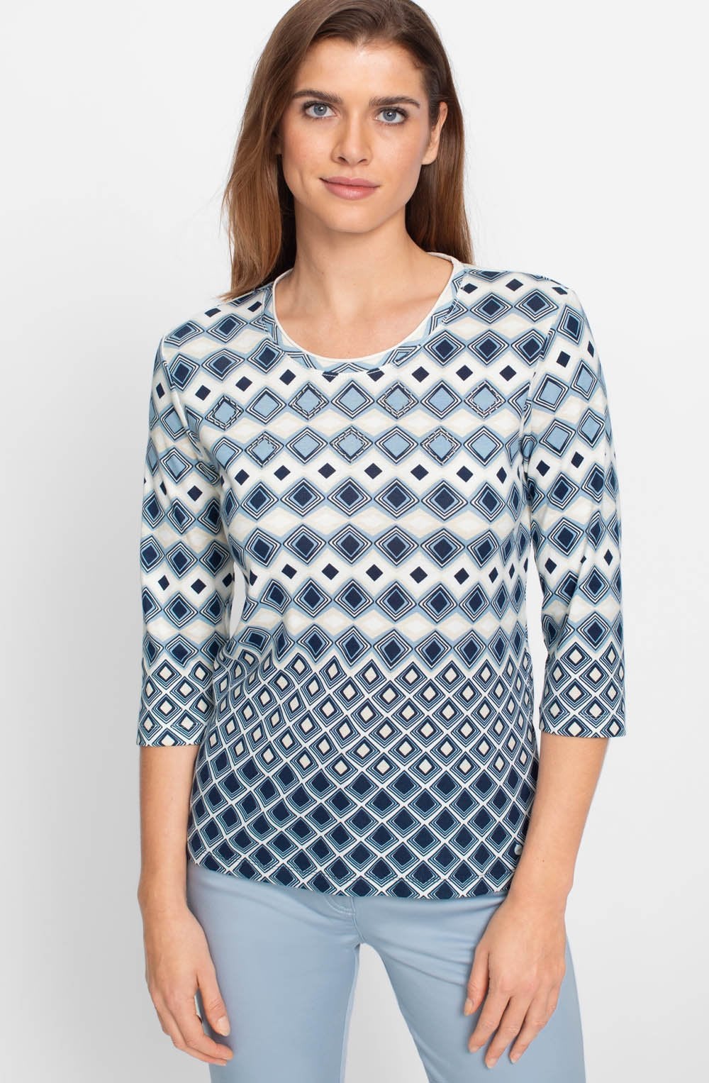Light Blue Bold Print and Stud Edda Top
