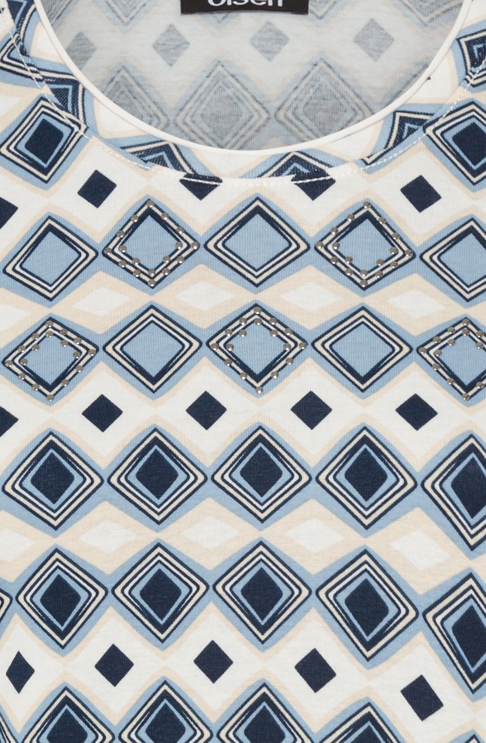 Light Blue Bold Print and Stud Edda Top