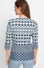 Light Blue Bold Print and Stud Edda Top