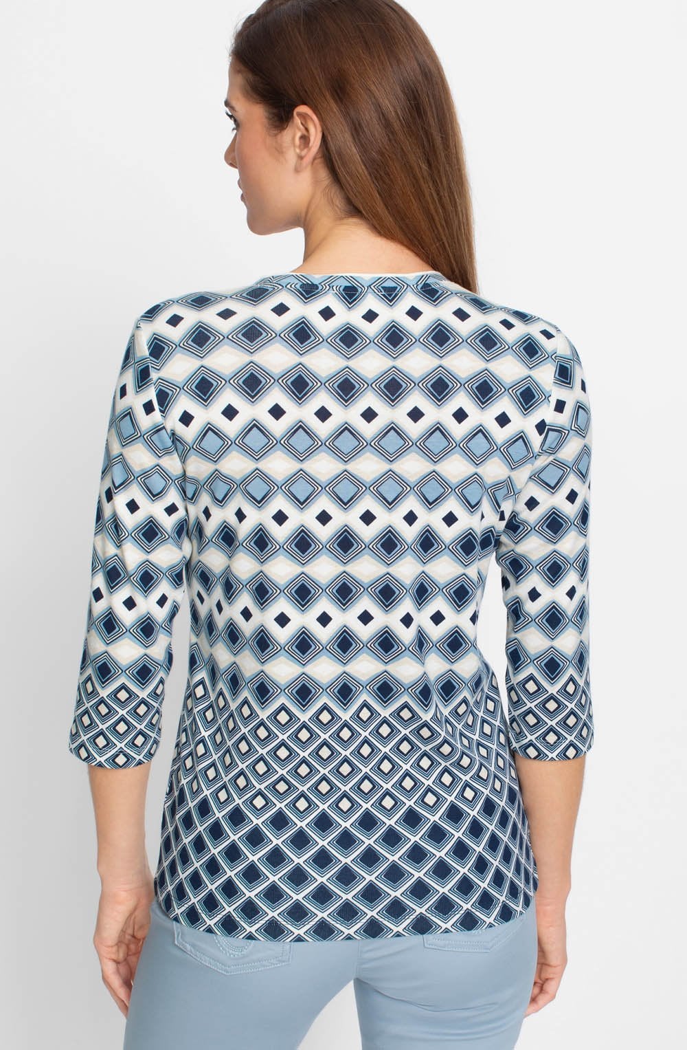 Light Blue Bold Print and Stud Edda Top