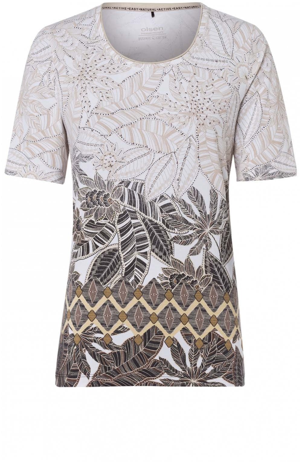 Light Sand Leaf Print Top