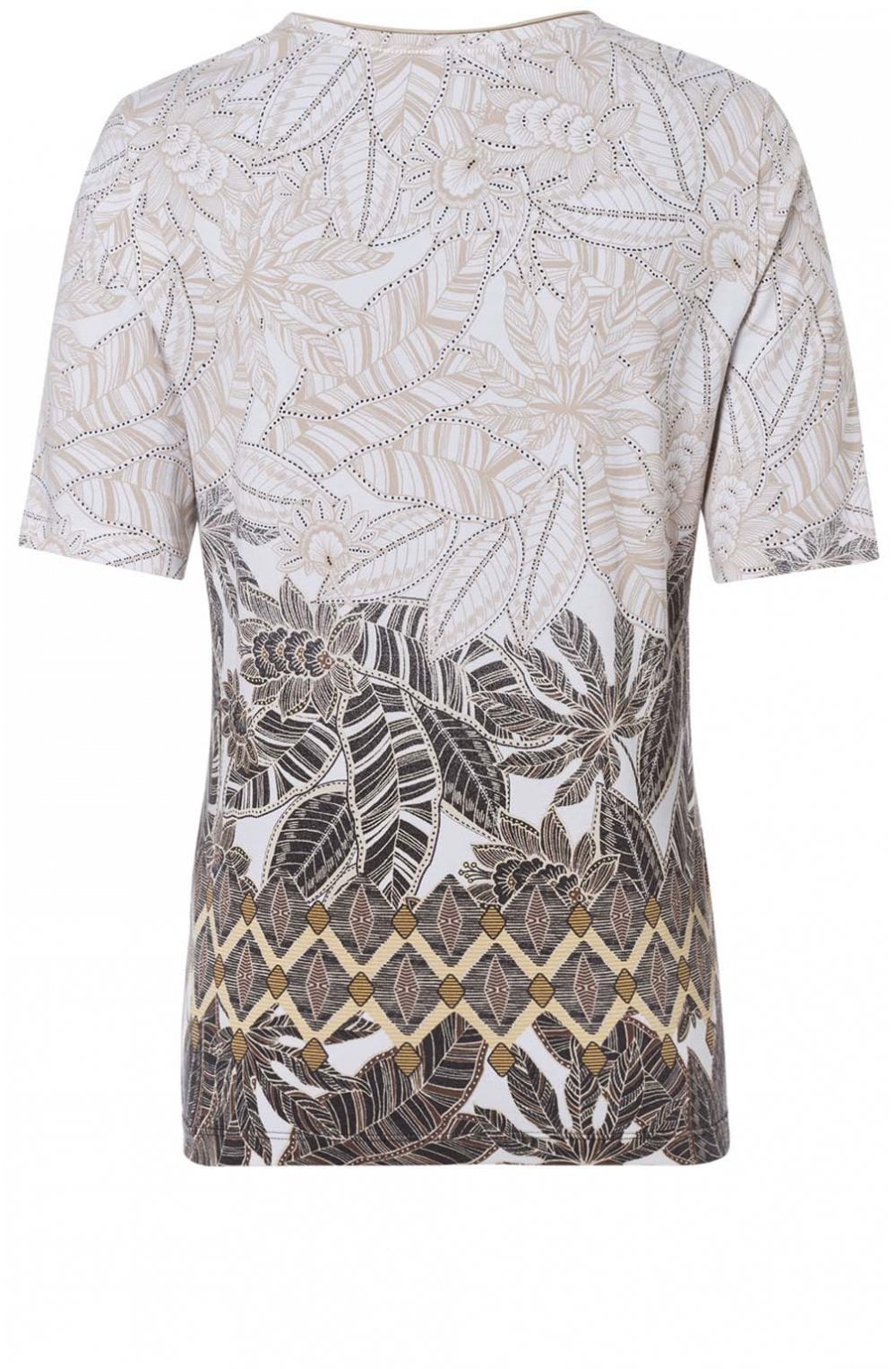 Light Sand Leaf Print Top