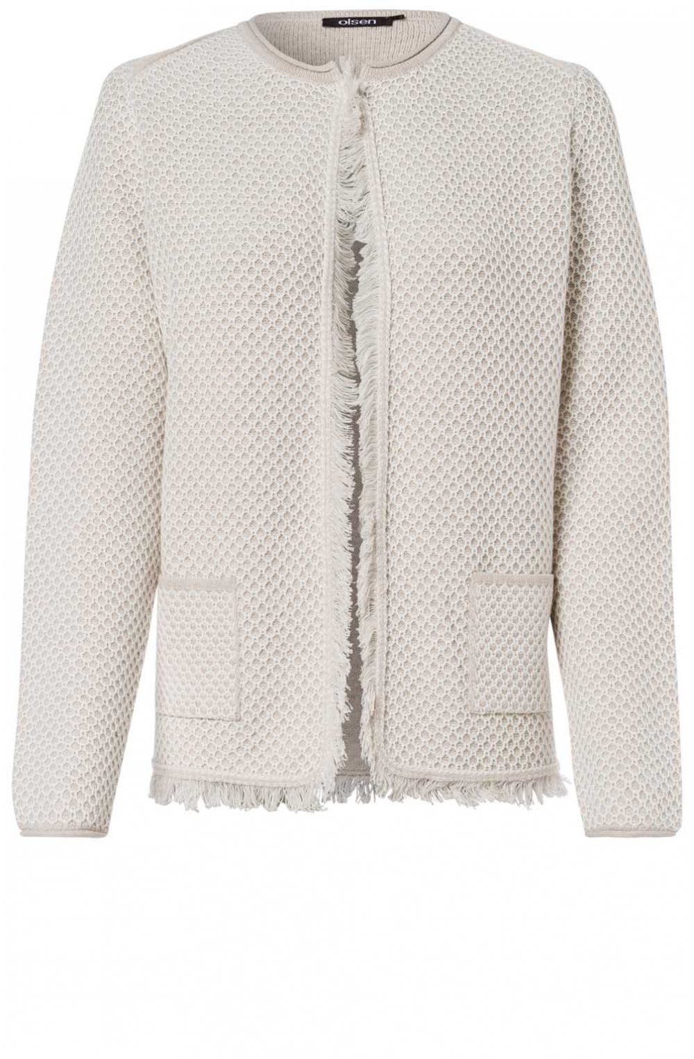Light Sand Textured Knit Cardigan