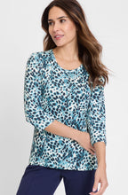Light Teal Abstract Spot Edda Top