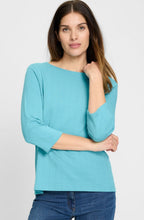 Light Teal Check Stitch Hannah Top