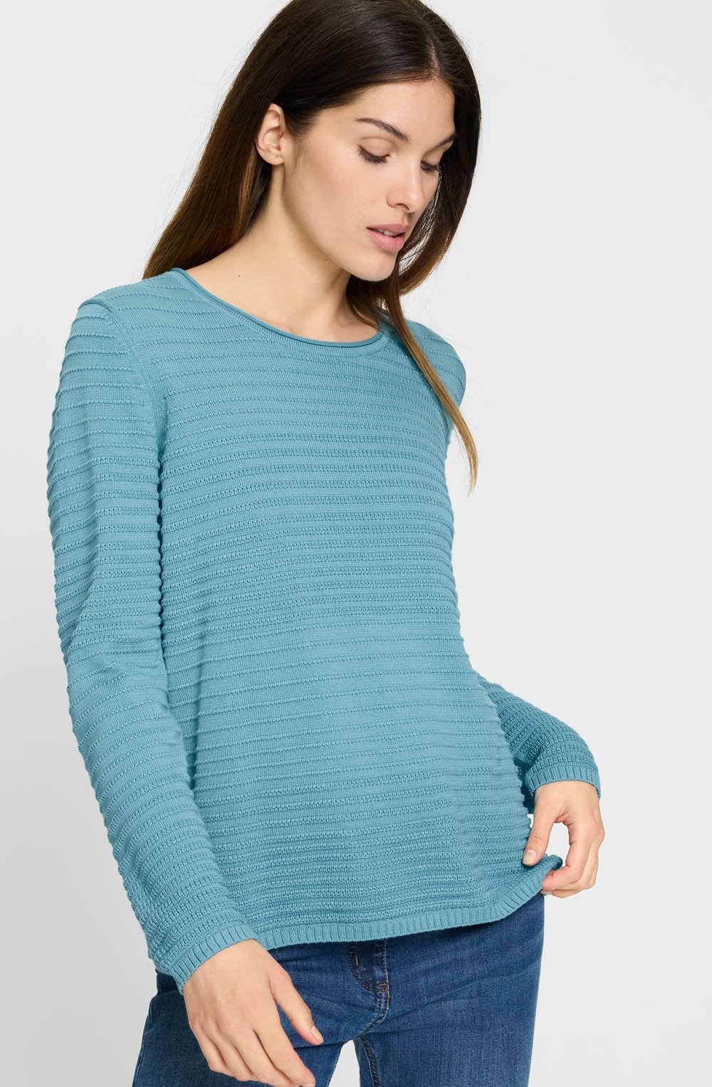 Light Teal Horizontal Knit Henny Jumper