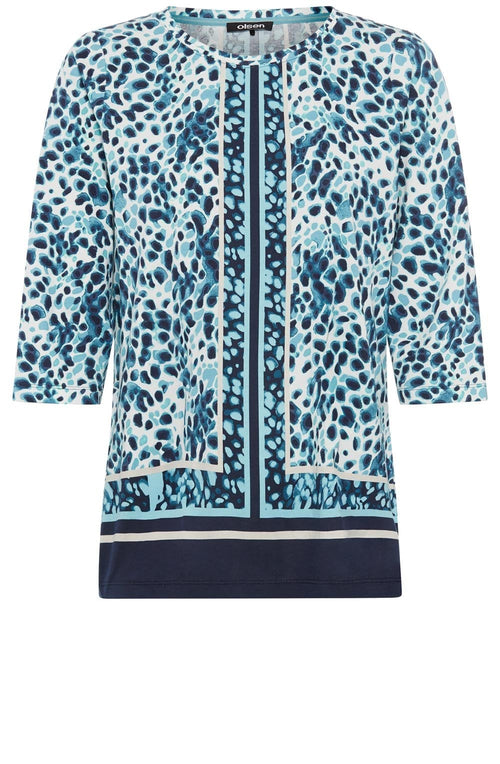 Light Teal Print and Stripe Hannah Top