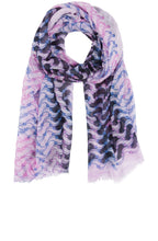 Lilac & Navy Patterned Scarf