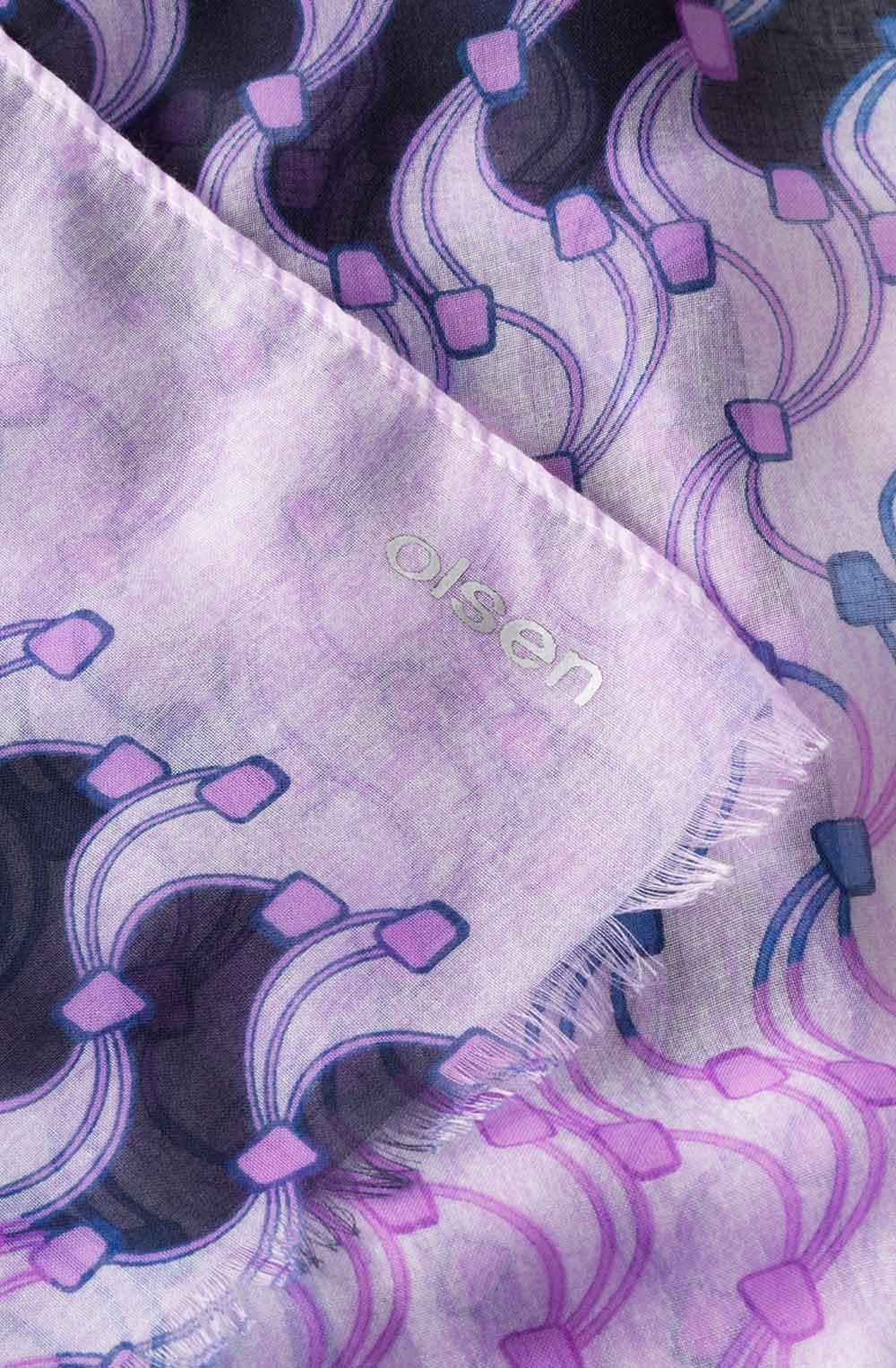 Lilac & Navy Patterned Scarf