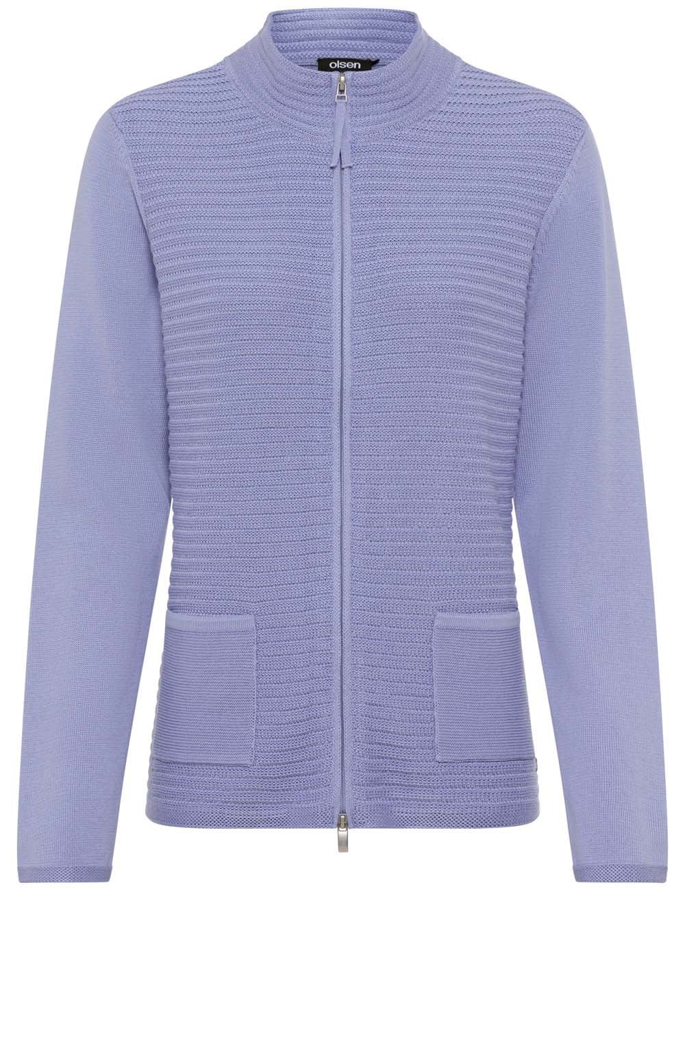 Lilac Pearl Horizontal Ribbed Cardigan