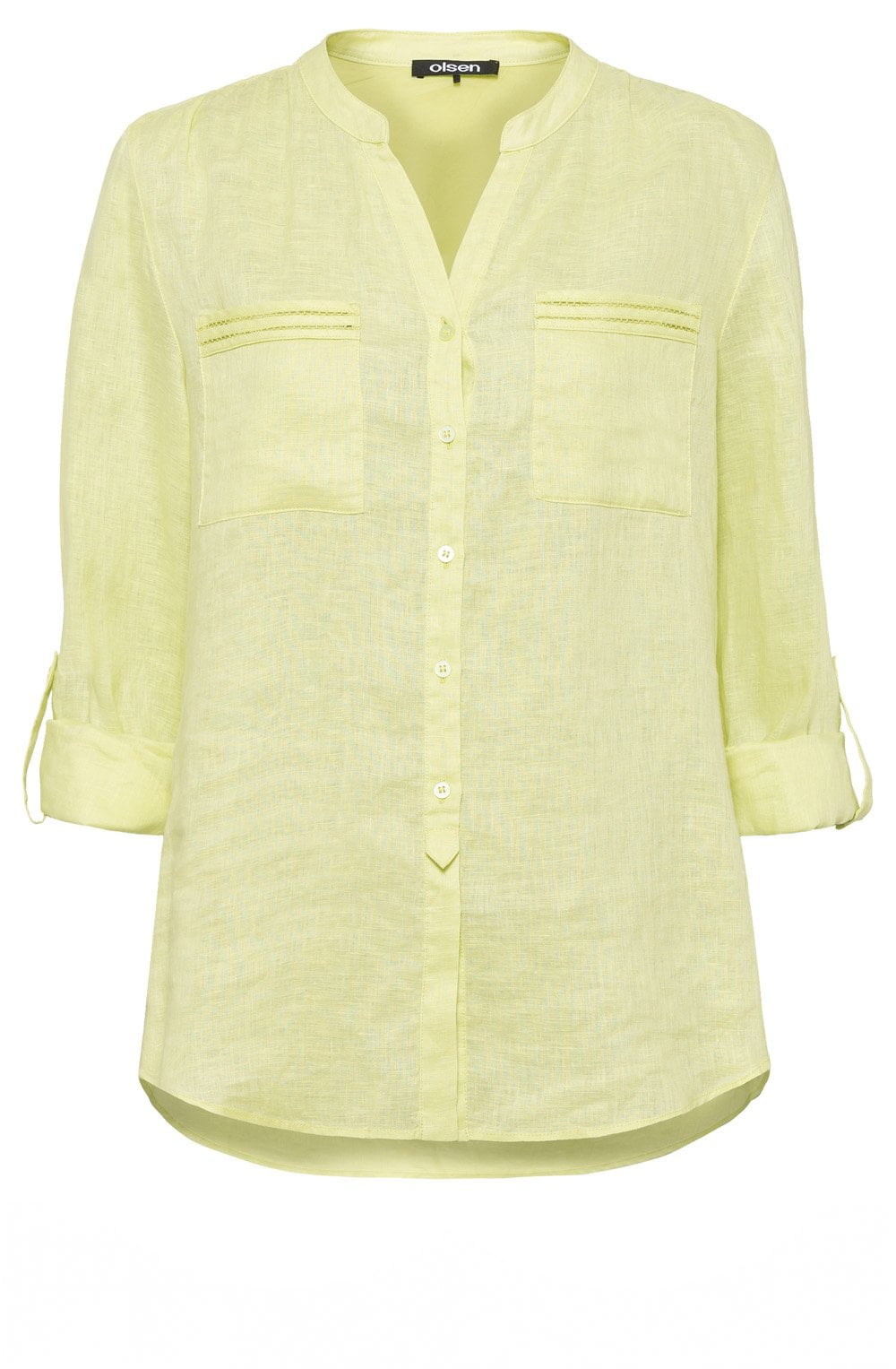 Lime Green Long Line Linen Mix Shirt