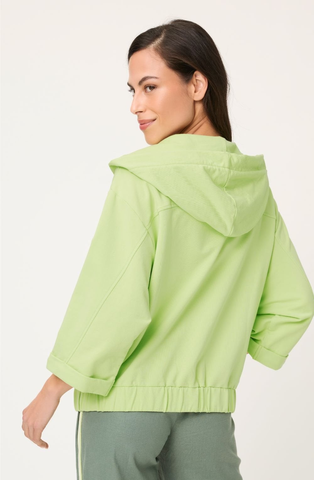 Lime Yellow Jersey Hooded Cora Jacket