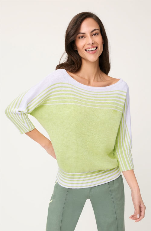 Lime Yellow Striped Chloe Summer Pullover