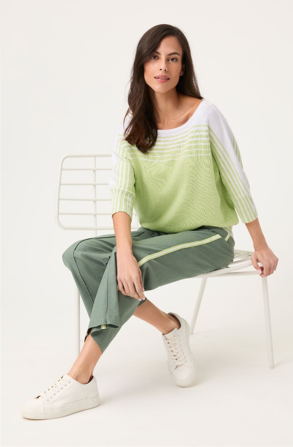 Lime Yellow Striped Chloe Summer Pullover